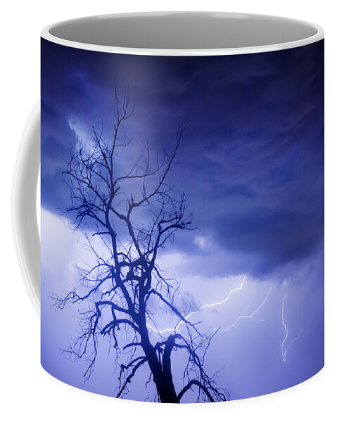 Tree Coffee Mug featuring the photograph Lightning Tree Silhouette 29 by James BO Insogna