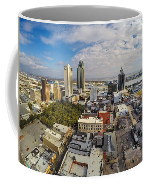 Palm Coffee Mug featuring the digital art Looking Over Mobile Looking East #1 by Michael Thomas