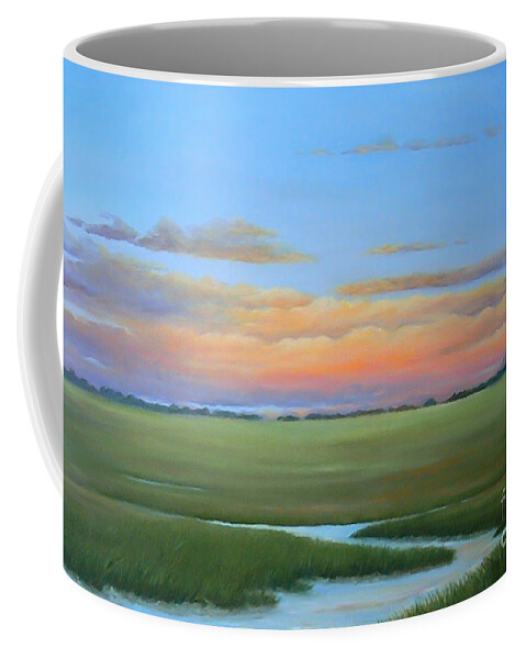 Audrey Mcleod Coffee Mug featuring the painting Lowcountry Sunset by Audrey McLeod