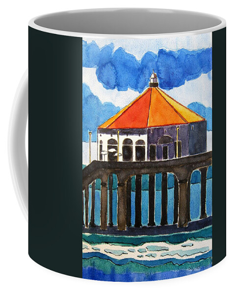 Manhattan Beach Coffee Mug featuring the painting Manhattan Beach California by Lesley Giles