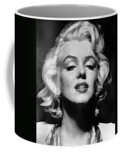 Marilyn Monroe Coffee Mug featuring the digital art Marilyn Monroe - Black and White #1 by Georgia Clare