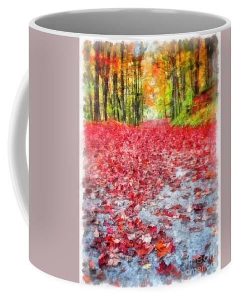 Fall Coffee Mug featuring the painting Nature's Red Carpet Watercolor by Edward Fielding
