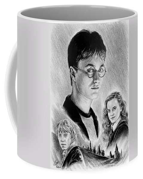 Harry Potter Coffee Mug featuring the drawing Old Friends by Andrew Read