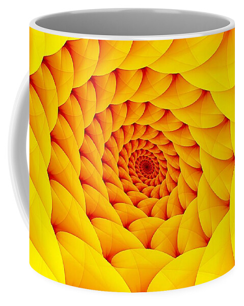 Fractal Spiral Coffee Mug featuring the digital art Yellow Pillow Vortex by Doug Morgan