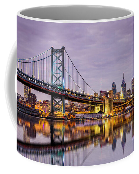 Ben Franklin Bridge Coffee Mug featuring the photograph Philly #2 by Mihai Andritoiu
