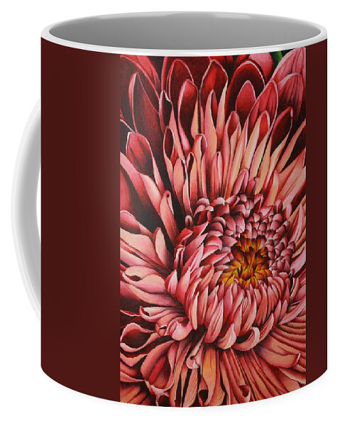 Flora Coffee Mug featuring the drawing Pink Mum #2 by Bruce Bley