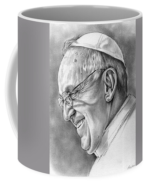 Celebrities Coffee Mug featuring the drawing Pope Francis by Greg Joens