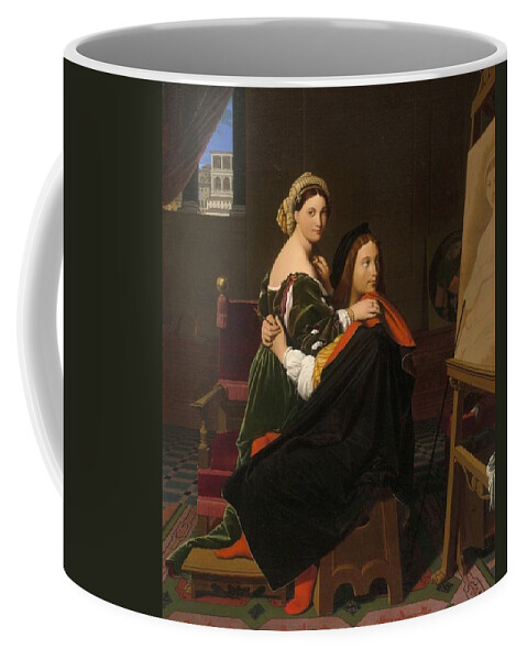 1814 Coffee Mug featuring the painting Raphael and the Fornarina #1 by Jean-Auguste-Dominique Ingres