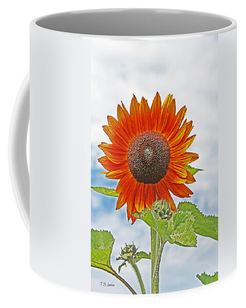 Red Face Sunflower At Olympia Coffee Mug featuring the photograph Red Face Sunflower At Olympia #1 by Tom Janca