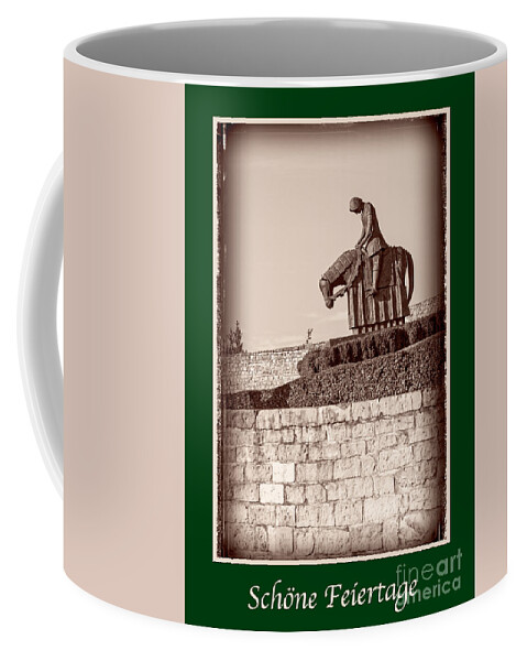 German Coffee Mug featuring the photograph Schone Feiertage with St Francis #1 by Prints of Italy
