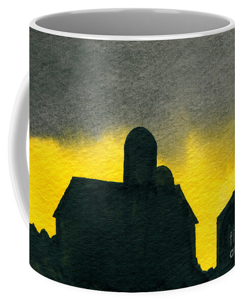 1950s Coffee Mug featuring the painting Silhouette Farm 2 #1 by R Kyllo