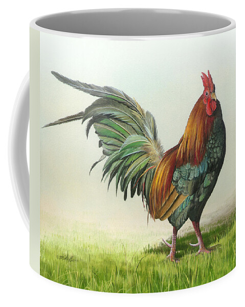 Rooster Coffee Mug featuring the painting Strutting #1 by Mike Brown