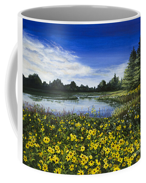 Wilderness Coffee Mug featuring the painting Summer Susans by Mary Palmer