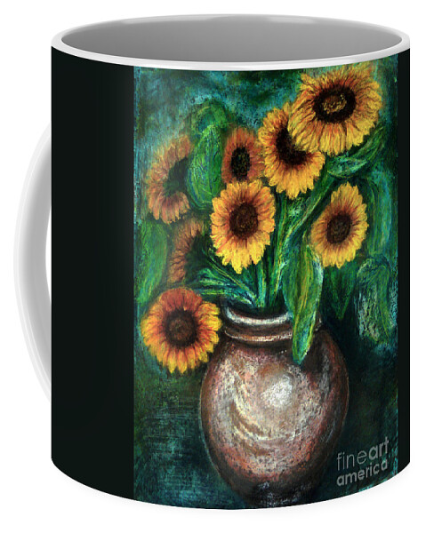 Sunflowers Coffee Mug featuring the painting Sunflowers by Jasna Dragun