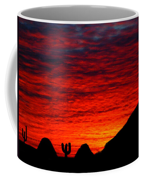 Sunset Coffee Mug featuring the painting Sunset in the Desert by Bruce Nutting