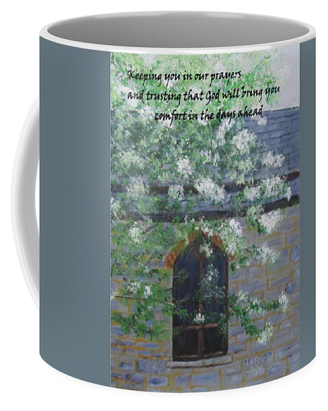 Sympathy Card Coffee Mug featuring the painting Sympathy Card with Church #1 by Linda Feinberg