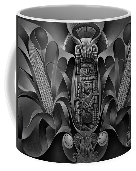 Aztec Coffee Mug featuring the painting Tapestry of Gods - Chicomecoatl by Ricardo Chavez-Mendez