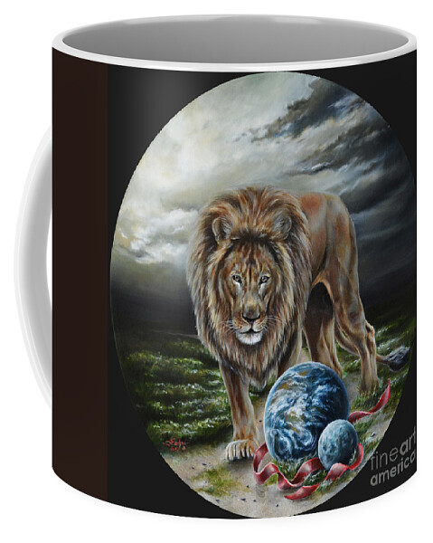 Lion Coffee Mug featuring the painting The art of war #1 by Lachri