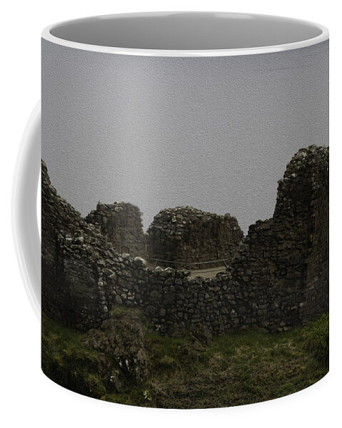 Ancient Structure Coffee Mug featuring the digital art The battered remains of the Urquhart Castle in Scotland #1 by Ashish Agarwal
