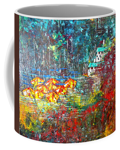 Sailboats Coffee Mug featuring the painting Beach House by George Riney