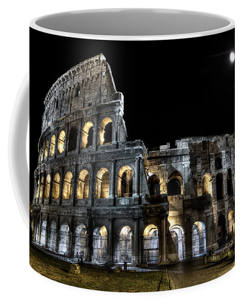 Colosseum Coffee Mug featuring the photograph The Moon above the Colosseum No2 by Weston Westmoreland