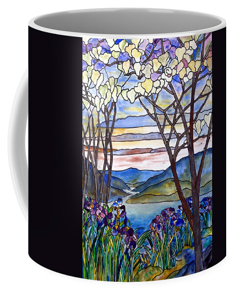 Stained Glass Paintings Coffee Mug featuring the painting Stained Glass Tiffany Frank Memorial Window by Donna Walsh