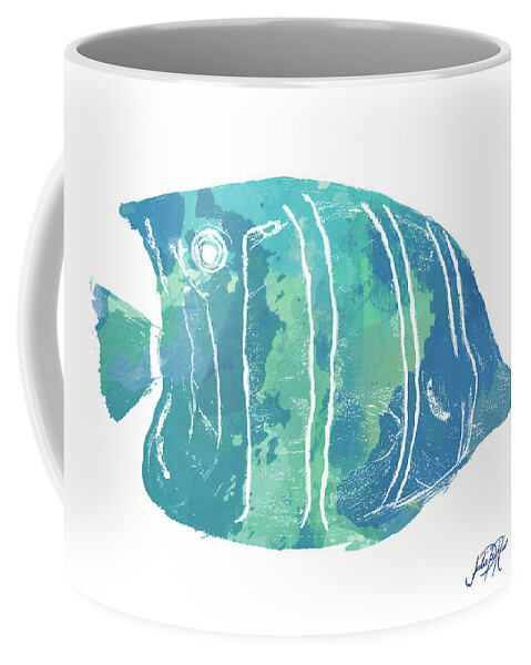 Watercolor Coffee Mug featuring the painting Watercolor Fish In Teal IIi by Julie Derice