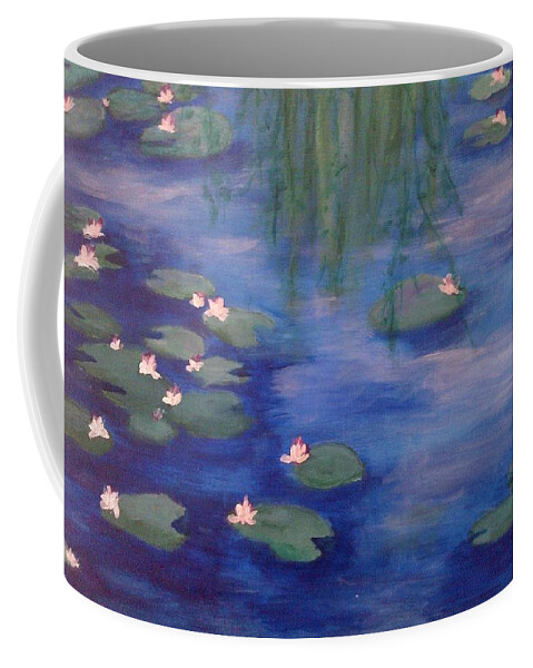 Blue Coffee Mug featuring the painting Waterlilies by Lynne McQueen