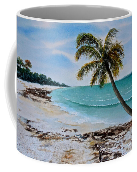 Water Colour Seascape Painting On Paper Of A Beach In Zanzibar Coffee Mug featuring the painting West of Zanzibar by Sher Nasser