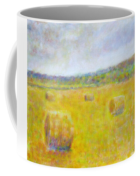 Impressionism Coffee Mug featuring the painting Wheat Bales at Harvest by Glenda Crigger