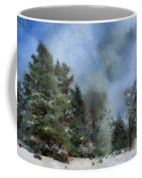 Winter Coffee Mug featuring the digital art Wintery Landscape #1 by Gina Koch