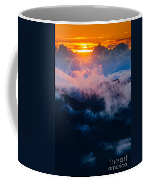 Haleakala National Park Coffee Mug featuring the photograph Clouds at sunrise over Haleakala Crater Maui Hawaii USA #10 by Don Landwehrle