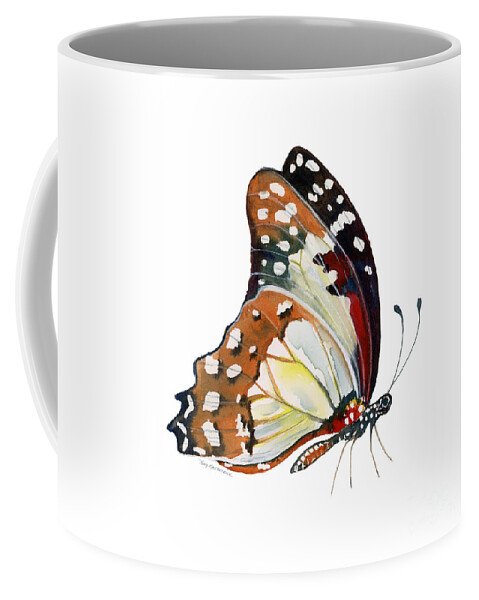 White Lady Butterfly Coffee Mug featuring the painting 102 Perched Angola White Lady Butterfly by Amy Kirkpatrick