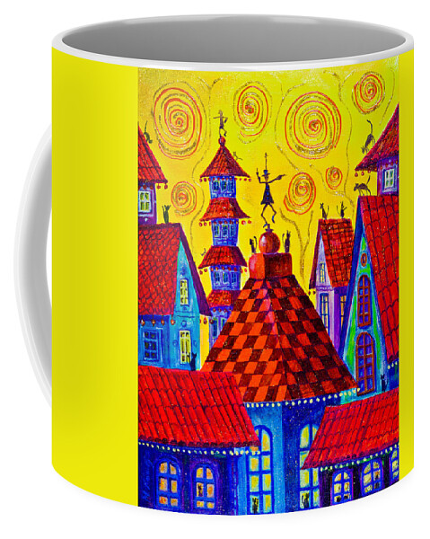 Magic Town Coffee Mug featuring the painting 1099 Magic Town 4 - gilded by Maxim Komissarchik
