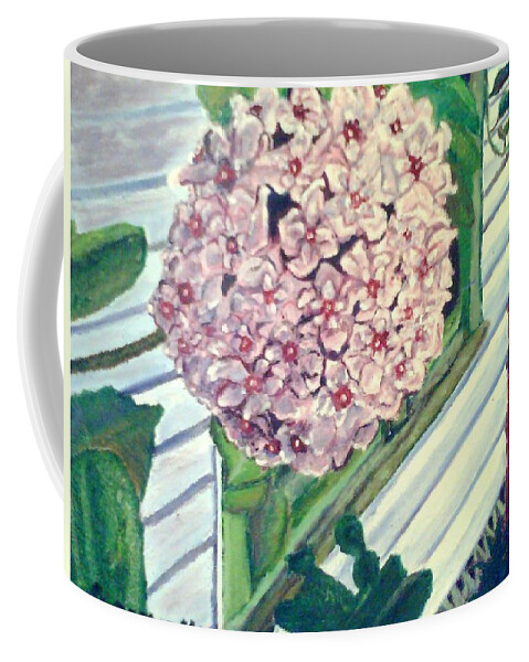 Flower Coffee Mug featuring the painting 10th Street Cafe by Suzanne Berthier
