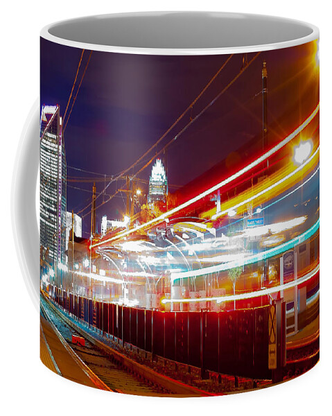 District Coffee Mug featuring the photograph Skyline of uptown Charlotte North Carolina at night #12 by Alex Grichenko