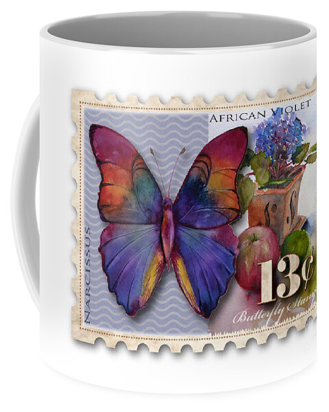 Butterfly Coffee Mug featuring the painting 13 Cent Butterfly Stamp by Amy Kirkpatrick
