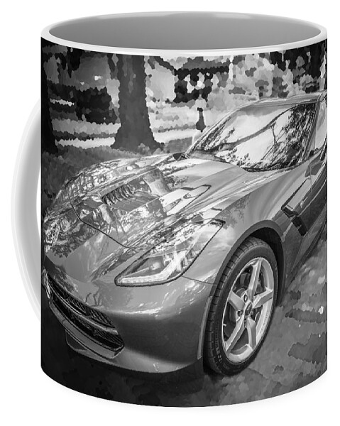 2014 Chevrolet Corvette Coffee Mug featuring the photograph 2014 Chevrolet Corvette C7 BW  #15 by Rich Franco