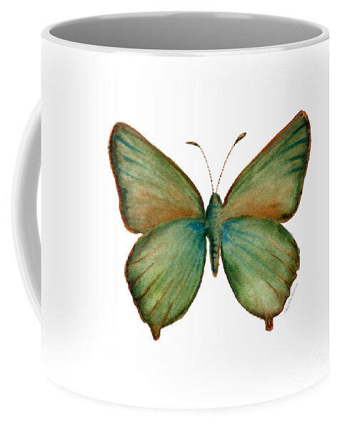 Green Coffee Mug featuring the painting 17 Green Hairstreak Butterfly by Amy Kirkpatrick