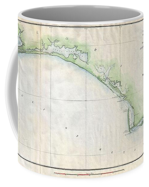  Coffee Mug featuring the photograph 1853 US Coast Survey Map of the Western Florida Panhandle by Paul Fearn