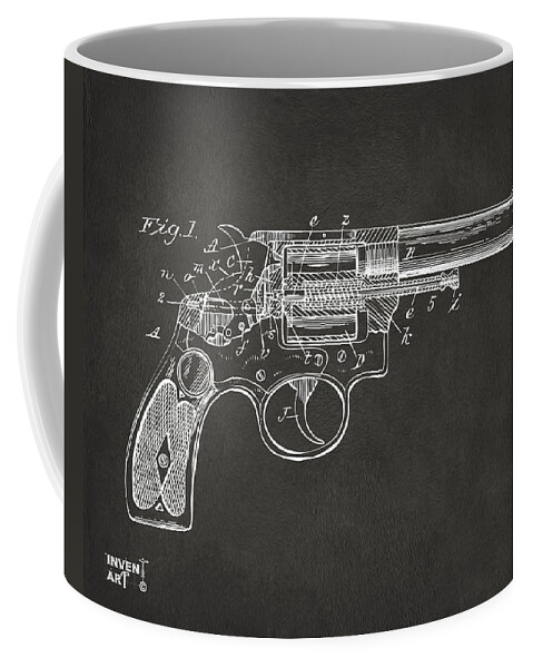 Wesson Coffee Mug featuring the digital art 1896 Wesson Safety Device Revolver Patent Minimal - Gray by Nikki Marie Smith