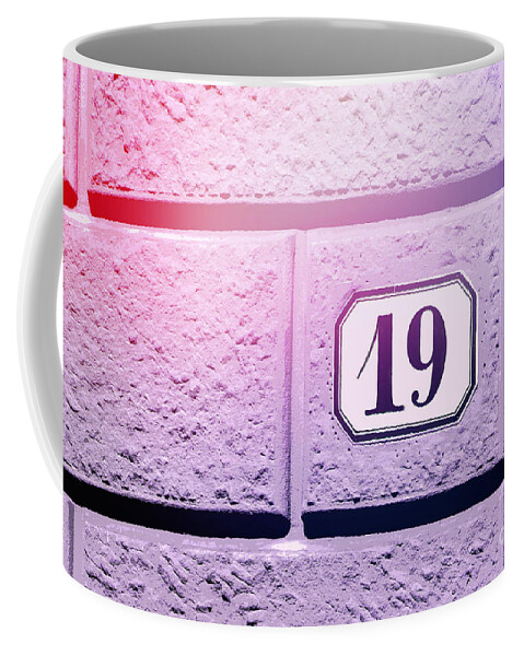 Nineteen Coffee Mug featuring the photograph 19 on Lavender Wall by Valerie Reeves