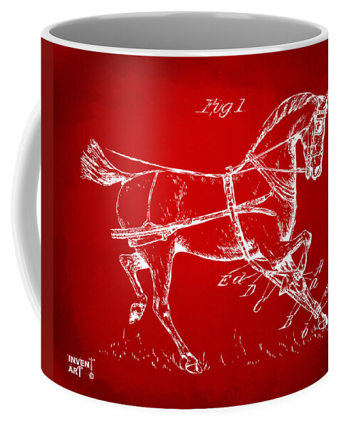 Horse Coffee Mug featuring the digital art 1900 Horse Hobble Patent Artwork Red by Nikki Marie Smith