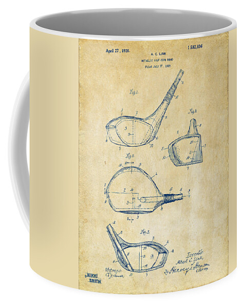 Golf Coffee Mug featuring the digital art 1926 Golf Club Patent Artwork - Vintage by Nikki Marie Smith