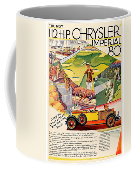 Classic Car Coffee Mug featuring the digital art 1928 - Chrysler Imperial Model 80 Automobile Advertisement - Color by John Madison