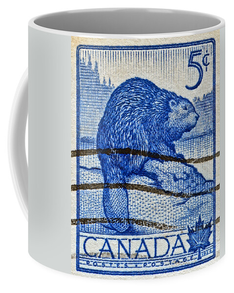 1934 Coffee Mug featuring the photograph 1954 Canada Beaver Stamp by Bill Owen