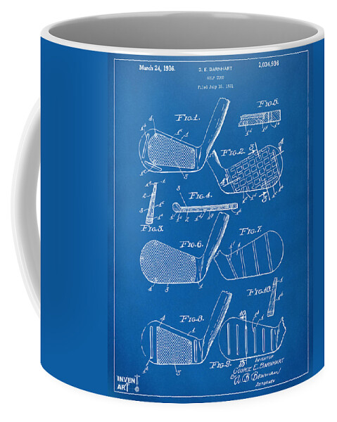 Golf Coffee Mug featuring the digital art 1936 Golf Club Patent Blueprint by Nikki Marie Smith