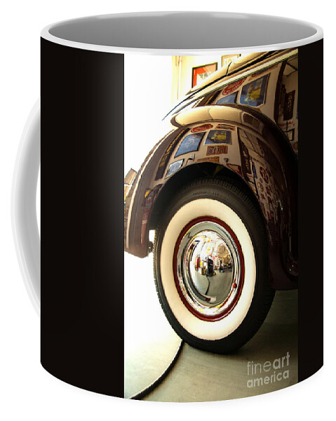 Classic 1940 Ford Fine Art Photography Photographs Coffee Mug featuring the photograph Classic Maroon 1940 Ford Rear Fender and Wheel  by Jerry Cowart