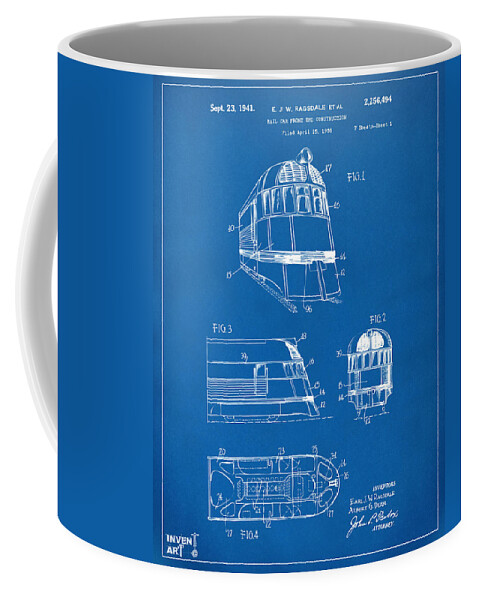 Zephyr Coffee Mug featuring the digital art 1941 Zephyr Train Patent Blueprint by Nikki Marie Smith