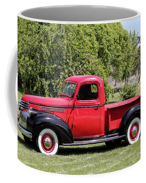 1946 Chevrolet Coffee Mug featuring the photograph 1946 Chevy Pickup by E Faithe Lester